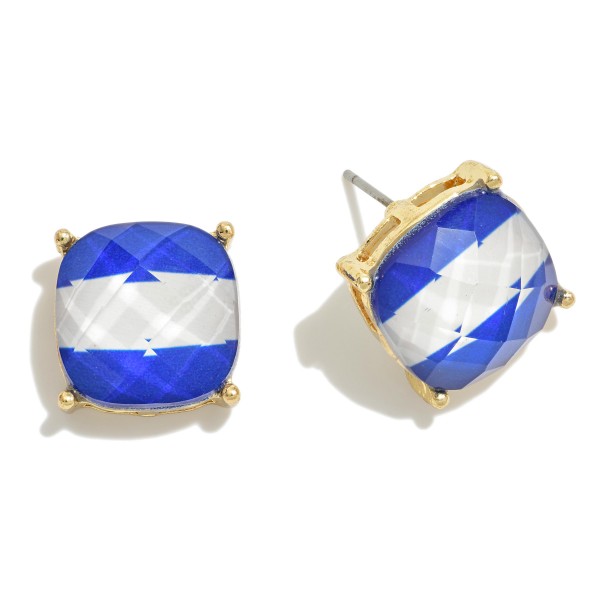 Game Day Faceted Stud Earrings

- Approximately .5" W