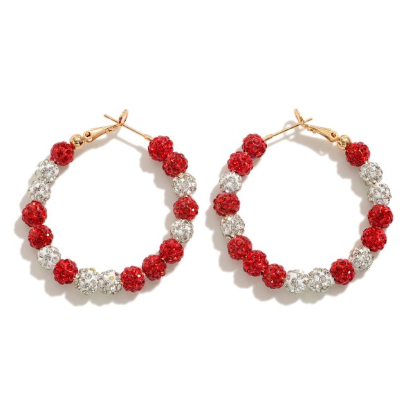 Wholesale rhinestone Beaded Game Day Hoop Earrings D