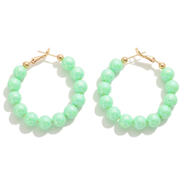 Pearlescent Beaded Drop Hoop Earrings

- Approximately 1.5" L