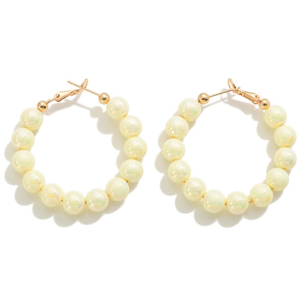 Pearlescent Beaded Drop Hoop Earrings

- Approximately 1.5" L