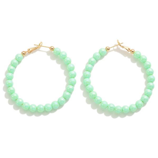 Wholesale beaded Pearlescent Drop Hoop Earrings L