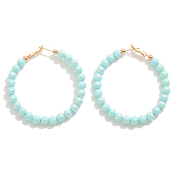 Wholesale beaded Pearlescent Drop Hoop Earrings L