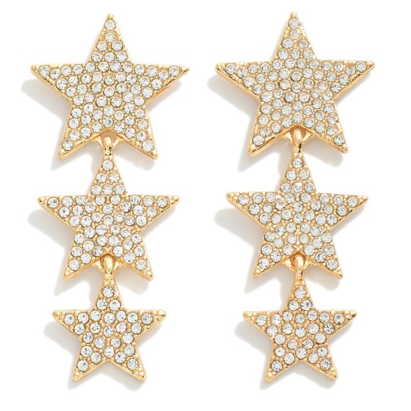 Wholesale linked Rhinestone Stars Drop Earrings L