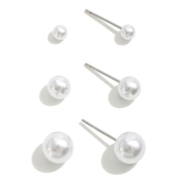 Wholesale set Three Pearl Stud Earrings D