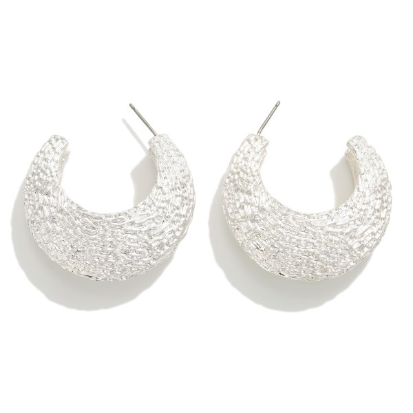 Wholesale textured Metal Curl Hoop Earrings Hypoallergenic Titanium Posts D Hypo