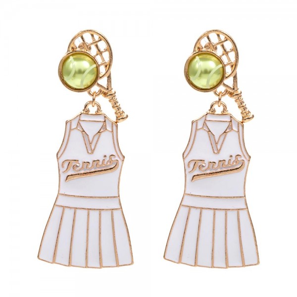 Wholesale enamel Tennis Skirt Drop Earrings Tennis Ball Racket Posts L
