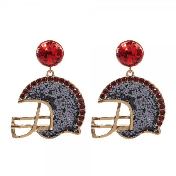 Wholesale rhinestone Glitter Football Helmet Drop Earrings L