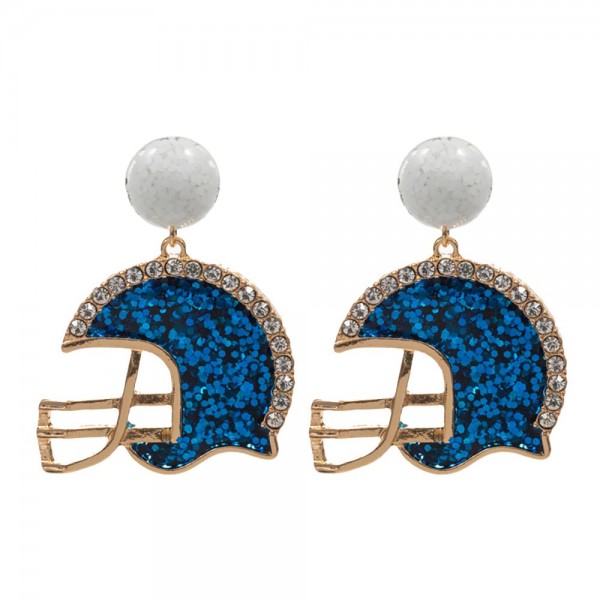 Wholesale rhinestone Glitter Football Helmet Drop Earrings L