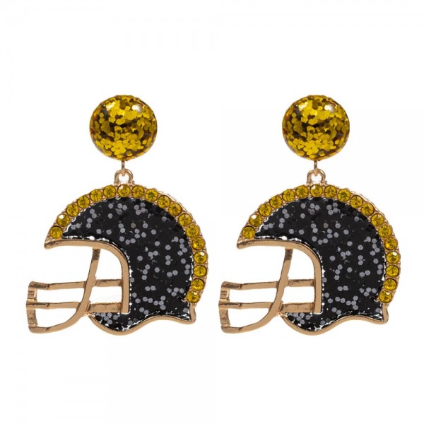 Wholesale rhinestone Glitter Football Helmet Drop Earrings L