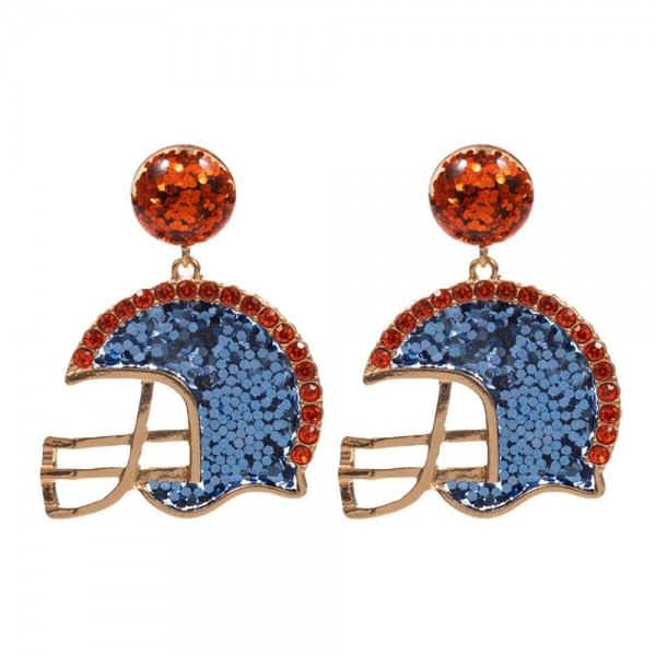 Wholesale rhinestone Glitter Football Helmet Drop Earrings L