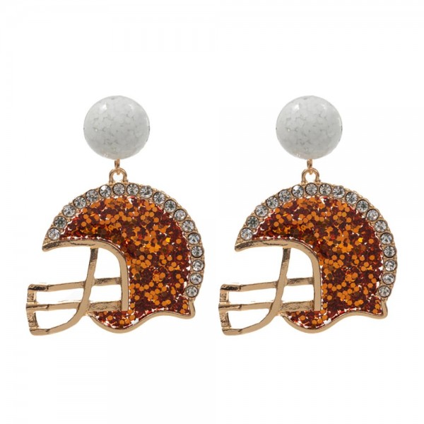 Wholesale rhinestone Glitter Football Helmet Drop Earrings L