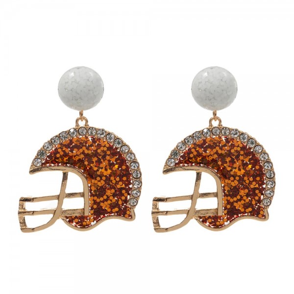 Wholesale rhinestone Glitter Football Helmet Drop Earrings L