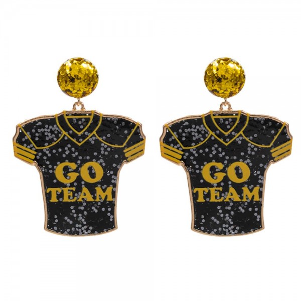 Glitter 'Go Team' Football Jersey Drop Earrings

- Approximately 2.5" L