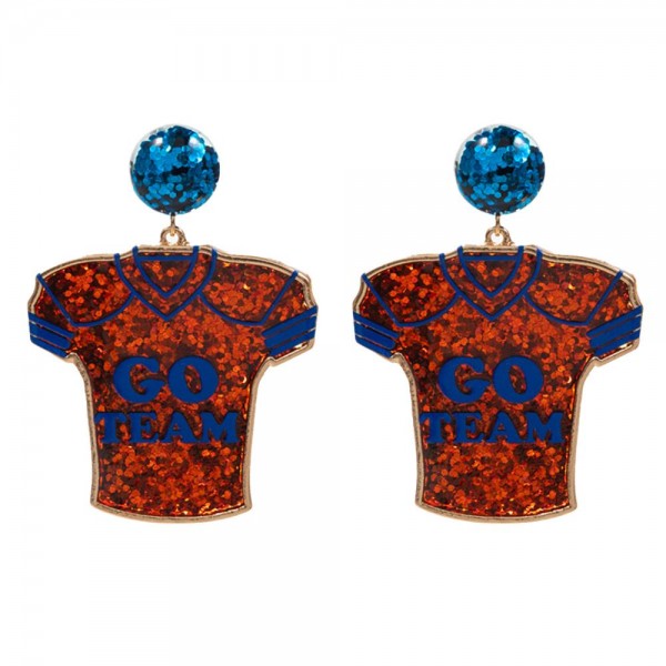 Glitter 'Go Team' Football Jersey Drop Earrings

- Approximately 2.5" L