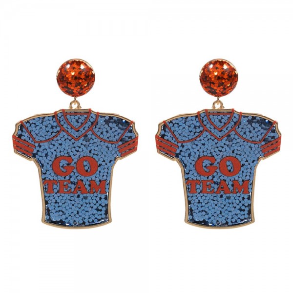 Wholesale glitter Go Team Football Jersey Drop Earrings L