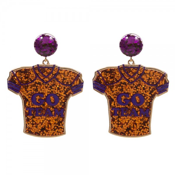 Wholesale glitter Go Team Football Jersey Drop Earrings L