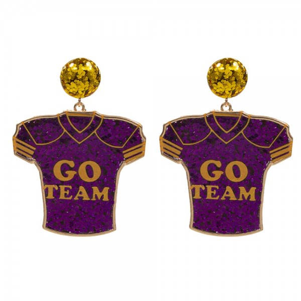 Wholesale glitter Go Team Football Jersey Drop Earrings L