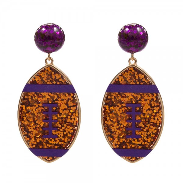 Glitter Filled Football Drop Earrings

- Approximately 2.5" L