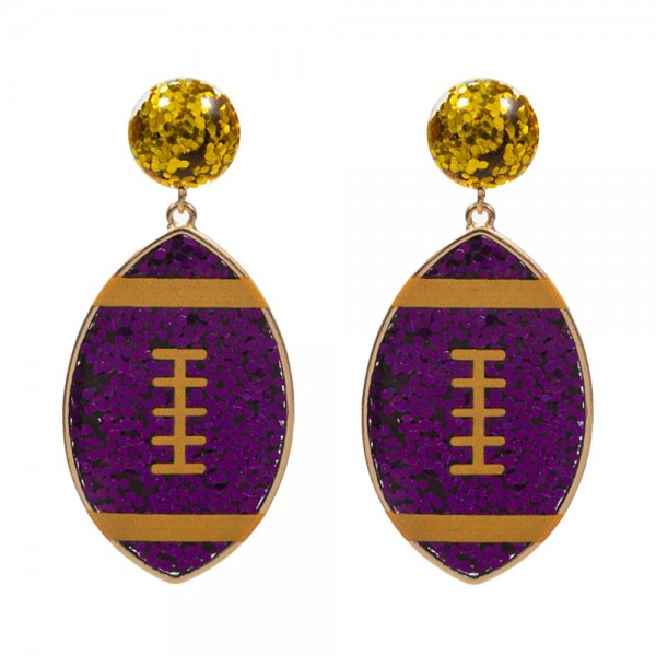 Glitter Filled Football Drop Earrings

- Approximately 2.5" L