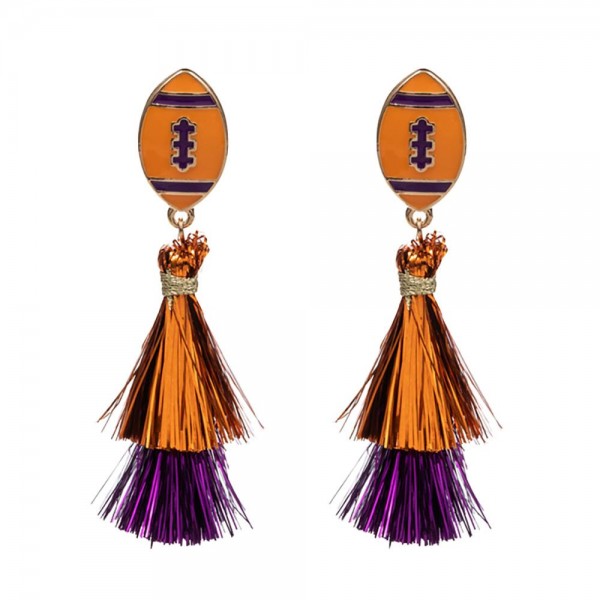 Wholesale enamel Football Drop Earrings Tassel Details L