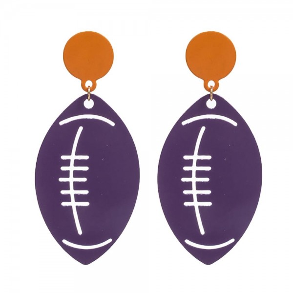 Wholesale metal Stamped Football Drop Earrings L Brass Metal Earrings