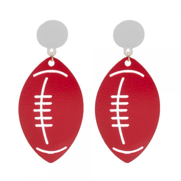 Metal Stamped Football Drop Earrings 

- Approximately 2" L
- Brass Metal Earrings