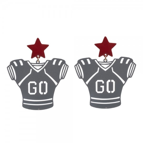 Wholesale stamped Metal Go Football Jersey Drop Earrings L Brass Metal