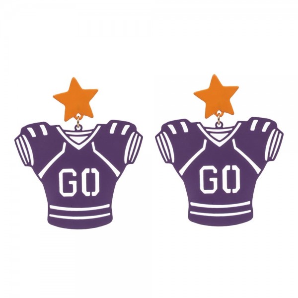 Wholesale stamped Metal Go Football Jersey Drop Earrings L Brass Metal