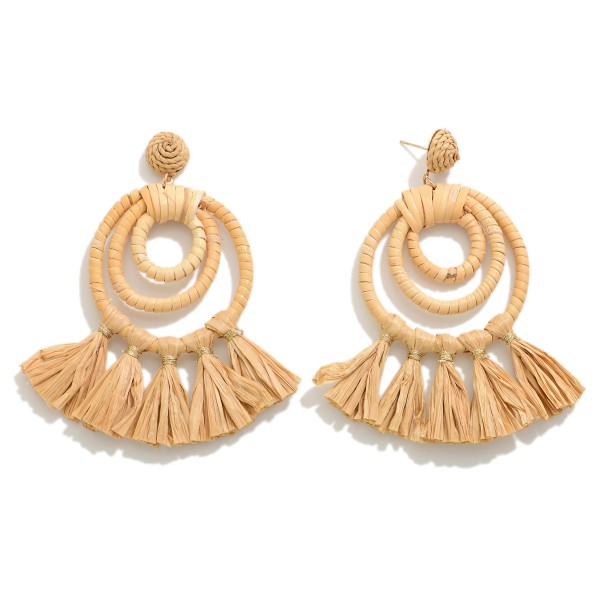 Wholesale circle Raffia Drop Earring Tassel Details L