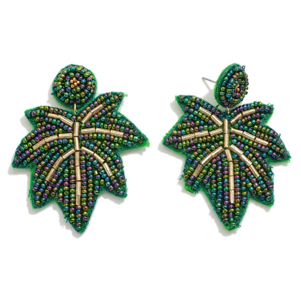 Seed Beaded Fall Leaf Drop Earring

- Approximately 2.5" L