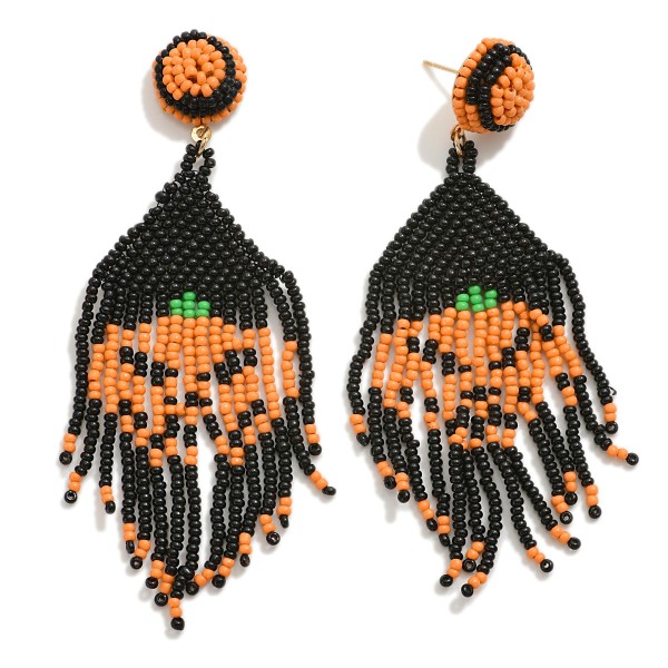 Wholesale seed Beaded Triangle Tassel Halloween Drop Earrings L