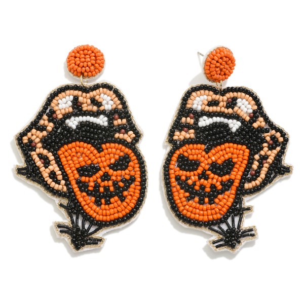 Seed Beaded Halloween Rock Drop Earrings

- Approximately 3" L