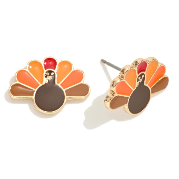 Wholesale enamel Turkey Thanksgiving Stud Earrings L