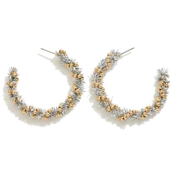 Wholesale holiday Tinsel Wrapped Hoop Earrings L