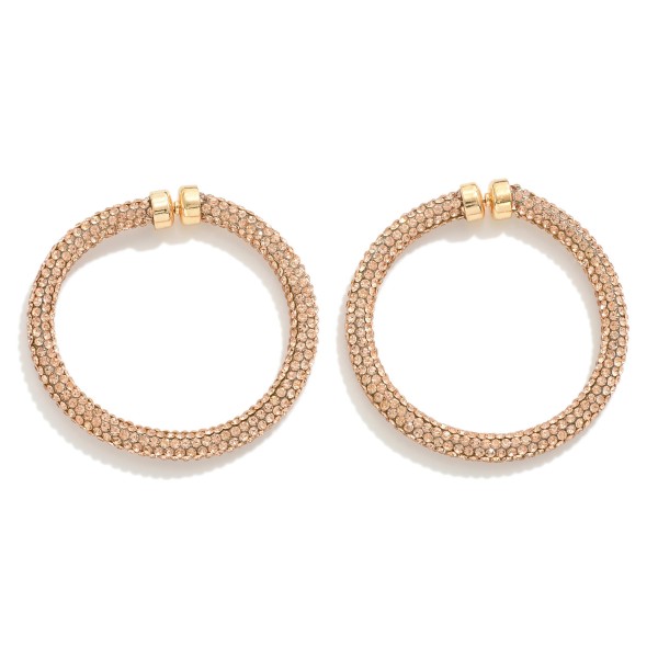 Wholesale rhinestone Studded Drop Hoop Earrings L