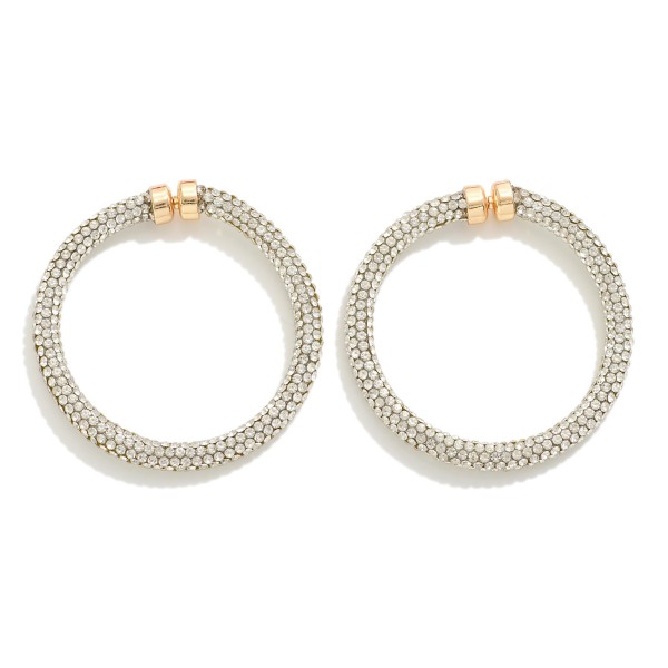 Wholesale rhinestone Studded Drop Hoop Earrings L
