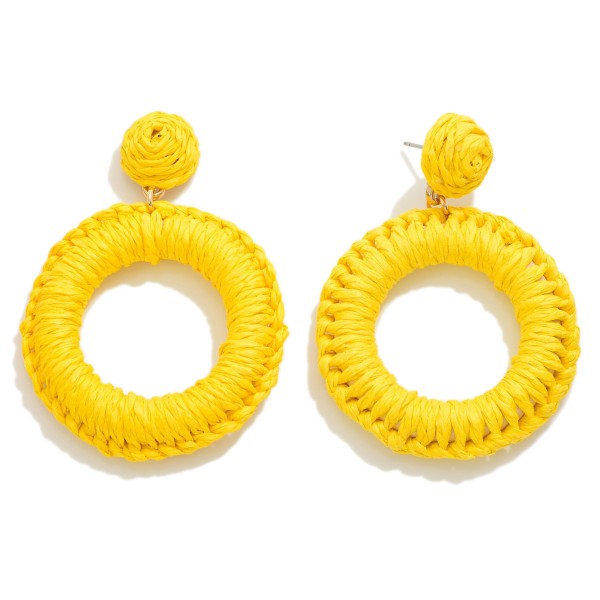 Wholesale circular Wrapped Braided Raffia Earrings L