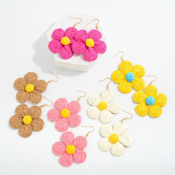 Raffia Wrapped Flower Drop Earrings

- Approximately 2.5" L