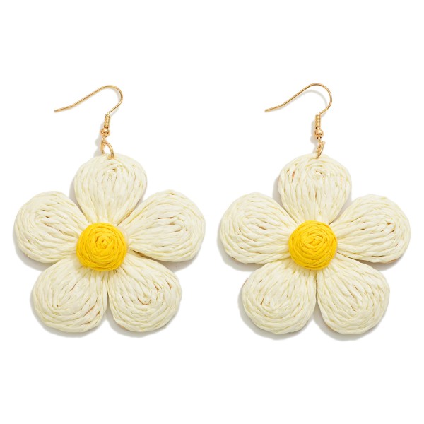 Raffia Wrapped Flower Drop Earrings

- Approximately 2.5" L