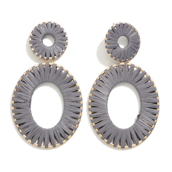 Linked Oval Drop Earrings With Raffia Wrap Details

- Approximately 3.5" L