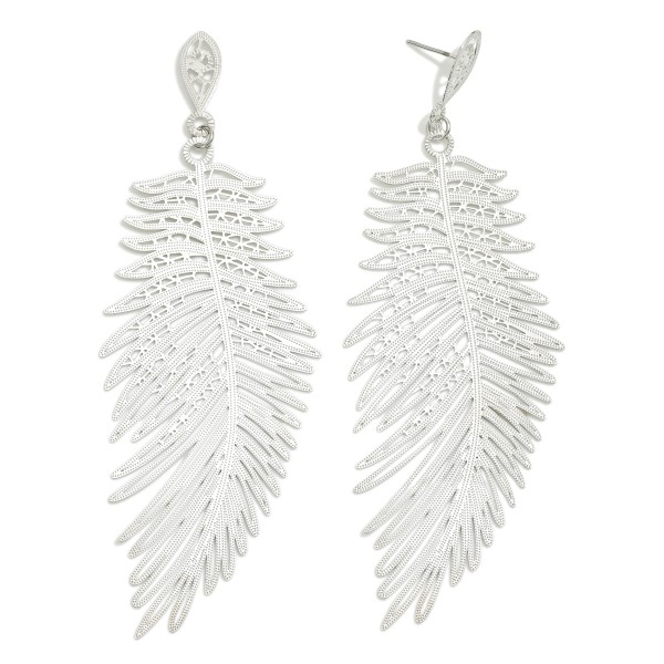 Wholesale brass Metal Feather Drop Earrings L Brass Metal Lightweight Material C