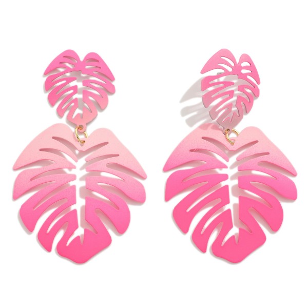 Wholesale two Gradient Metal Leaf Drop Earring L