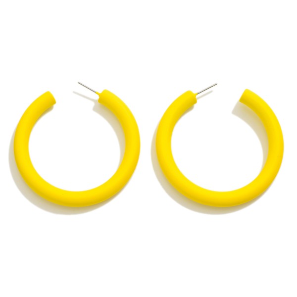 Coated Wood Drop Hoop Earrings

- Approximately 2" L