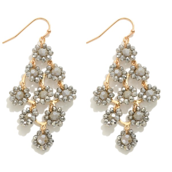 Wholesale dainty Beaded Flower Teardrop Earrings L