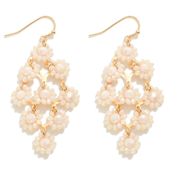 Wholesale dainty Beaded Flower Teardrop Earrings L
