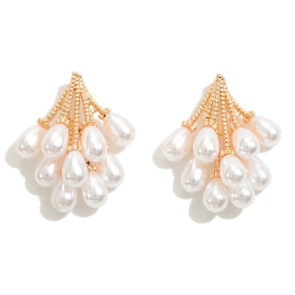 Pearl Cluster Drop Earrings

- Approximately 1" L