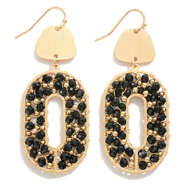 Wholesale circular Metal Drop Earrings Wire Strung Bead Details L