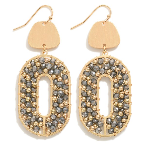 Wholesale circular Metal Drop Earrings Wire Strung Bead Details L