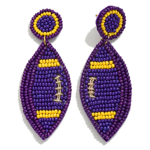 Seed Beaded Football Drop Earring

- Approximately 2.75" L