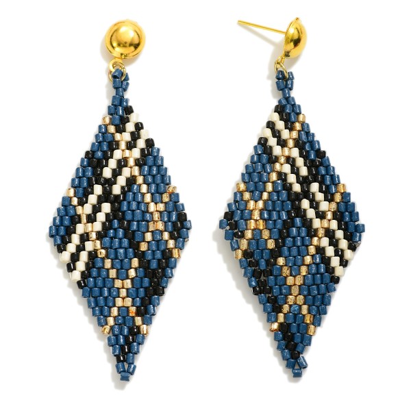 Wholesale triangular Seed Beaded Plaid Earrings L